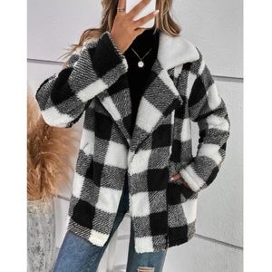 Luxe Buffalo plaid teddy jacket coat